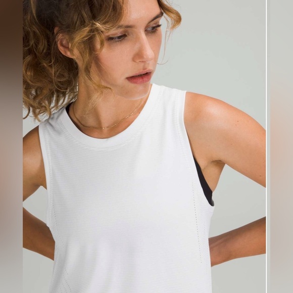 Lululemon Train to Be Tank Top Muscle Tank Mesh Cropped White Size 4 Athleisure - Picture 4 of 11